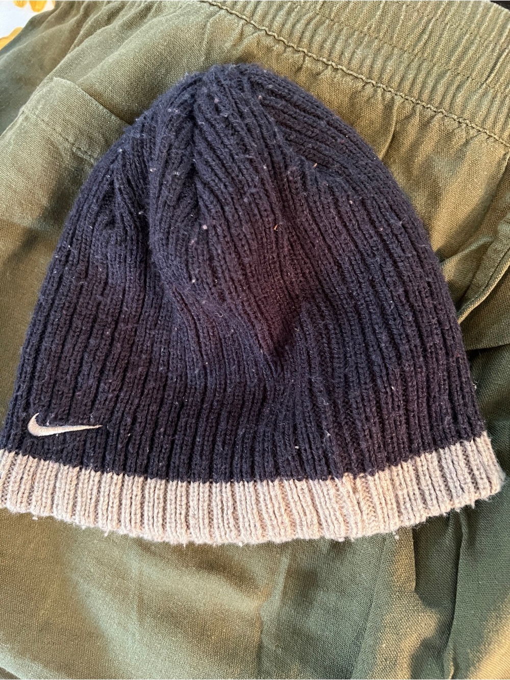 Boy’s Nike Two-Tone Ribbed Beanie in Dark Blue and Light Gray